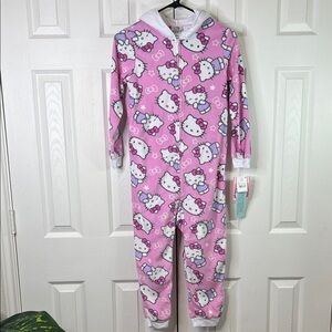 Sanrio Hello Kitty Pink and White Hooded Onesie Size M (7/8)